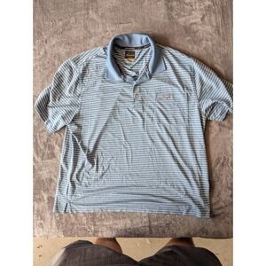 Greg Norman for Tasso Elba Mens XL Blue Striped PlayDry Golf Polo Shirt Pocket